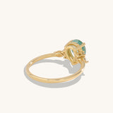 Pear Moss Agate & Diamond Engagement Ring in 14K Solid Yellow Gold