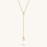 14K Real Gold Pearl Drop Necklace