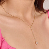 14k Real Yellow Gold Dainty Pearl Drop Necklace