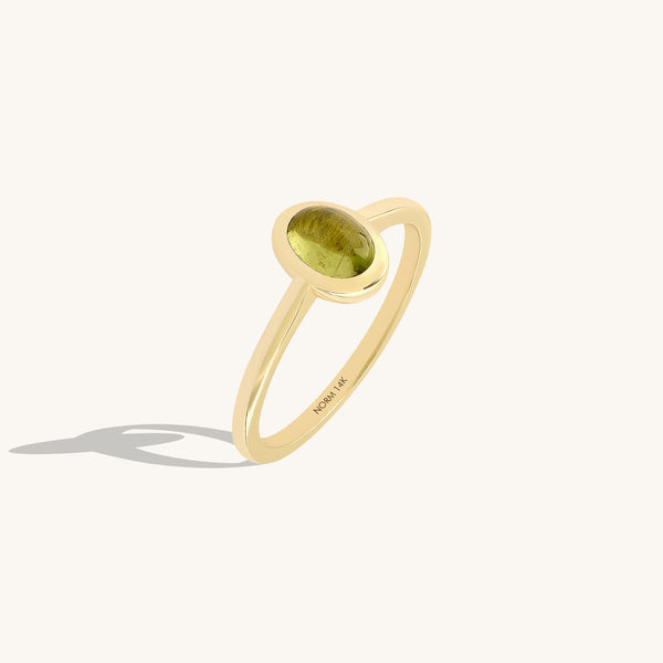 0.50ctw Peridot Bezel Solitaire Ring in 14k Solid Gold