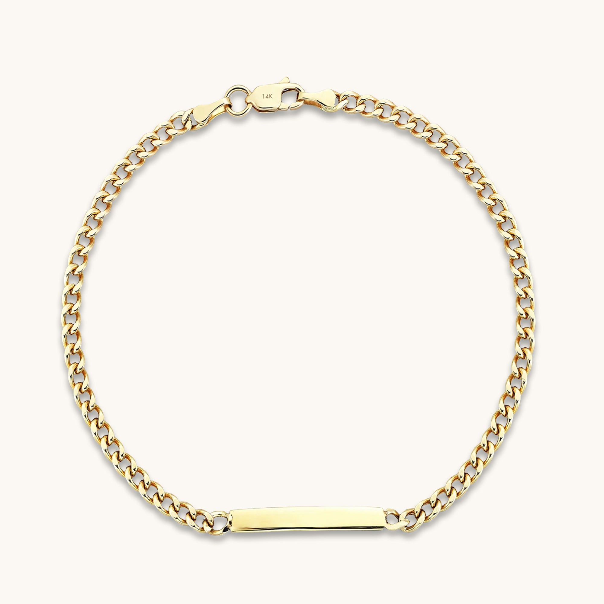 14k Solid Yellow Gold Personalized ID Bracelet for Women