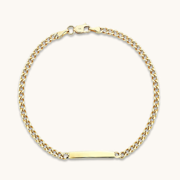 14k Solid Yellow Gold Personalized ID Bracelet for Women