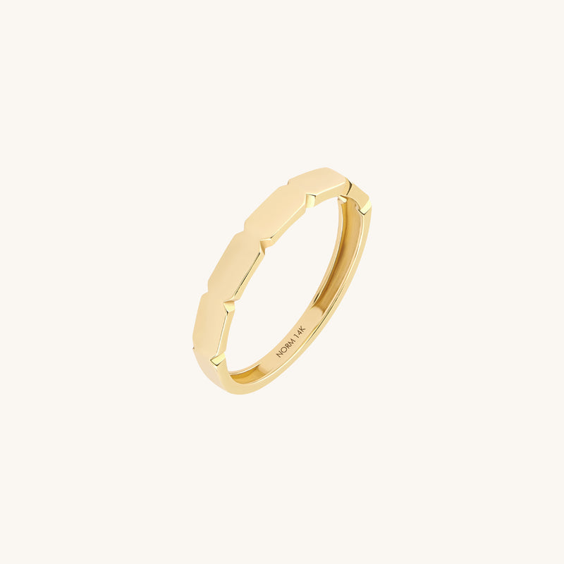 14K Solid Yellow Gold Geometric Premiere Band Ring