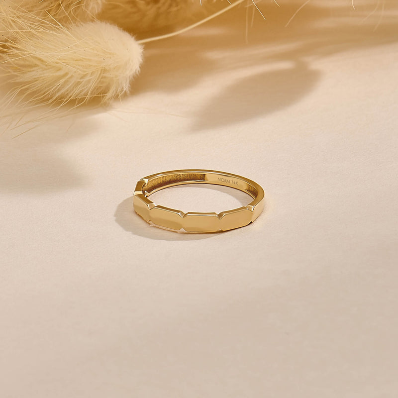 14K Solid Gold Geometric Premiere Band Ring