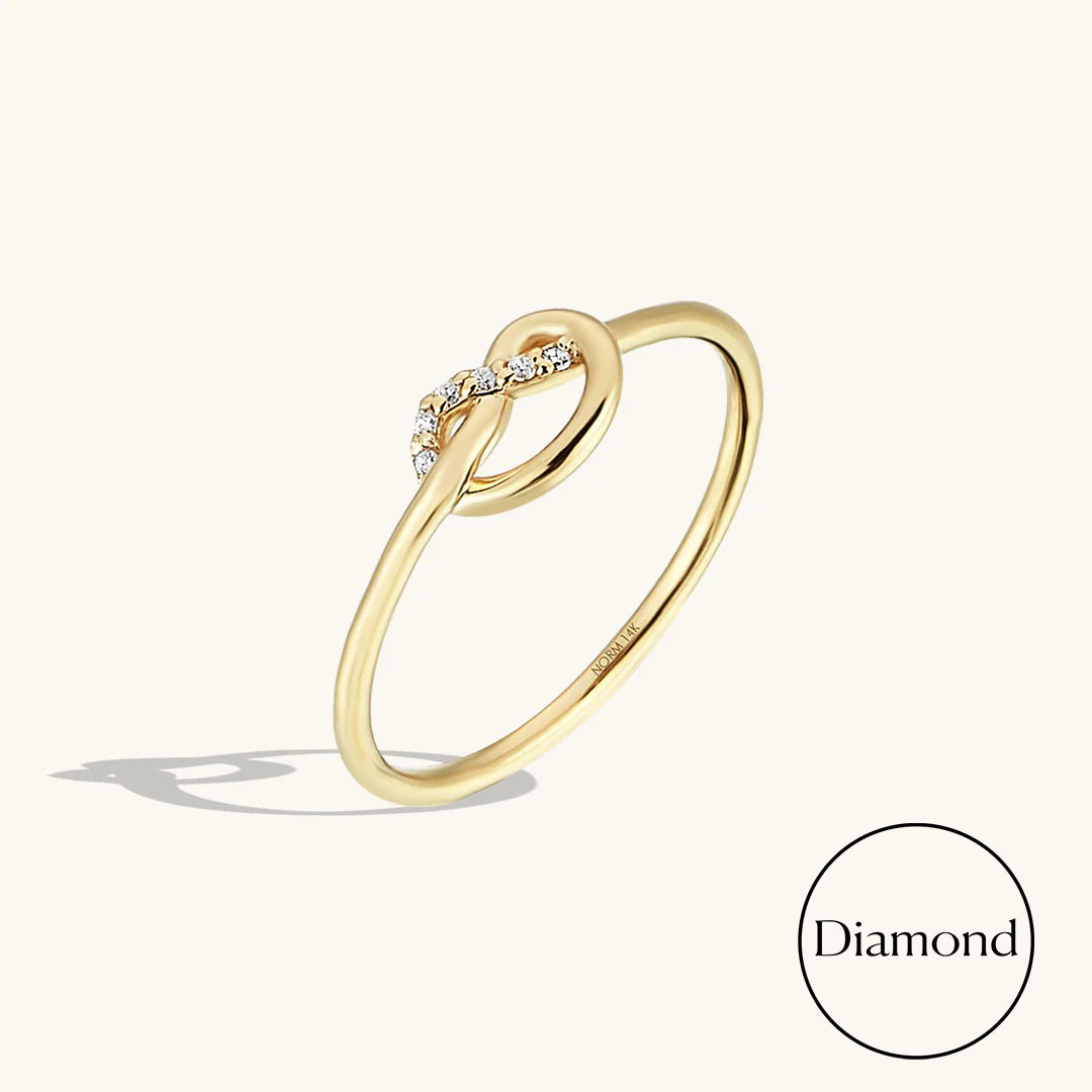 Premium Diamond Knot Ring in Solid Gold