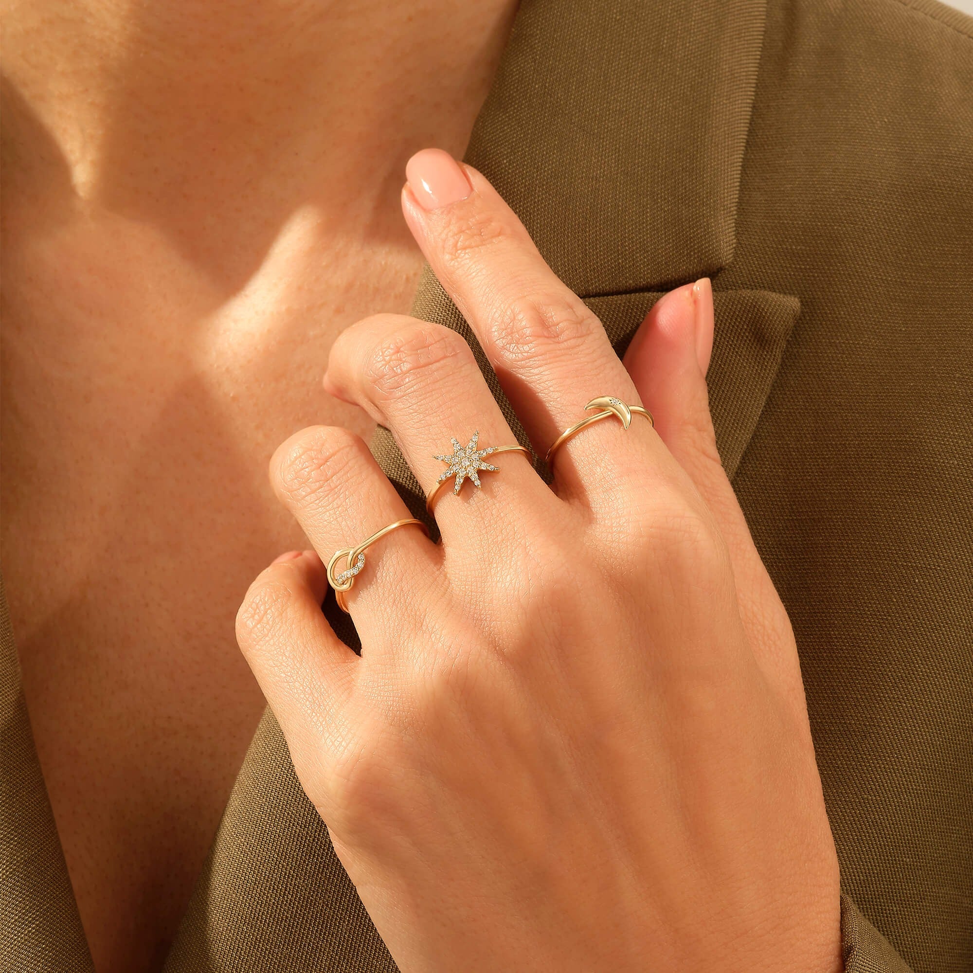 Women's Solid Gold Premium Diamond Knot Ring