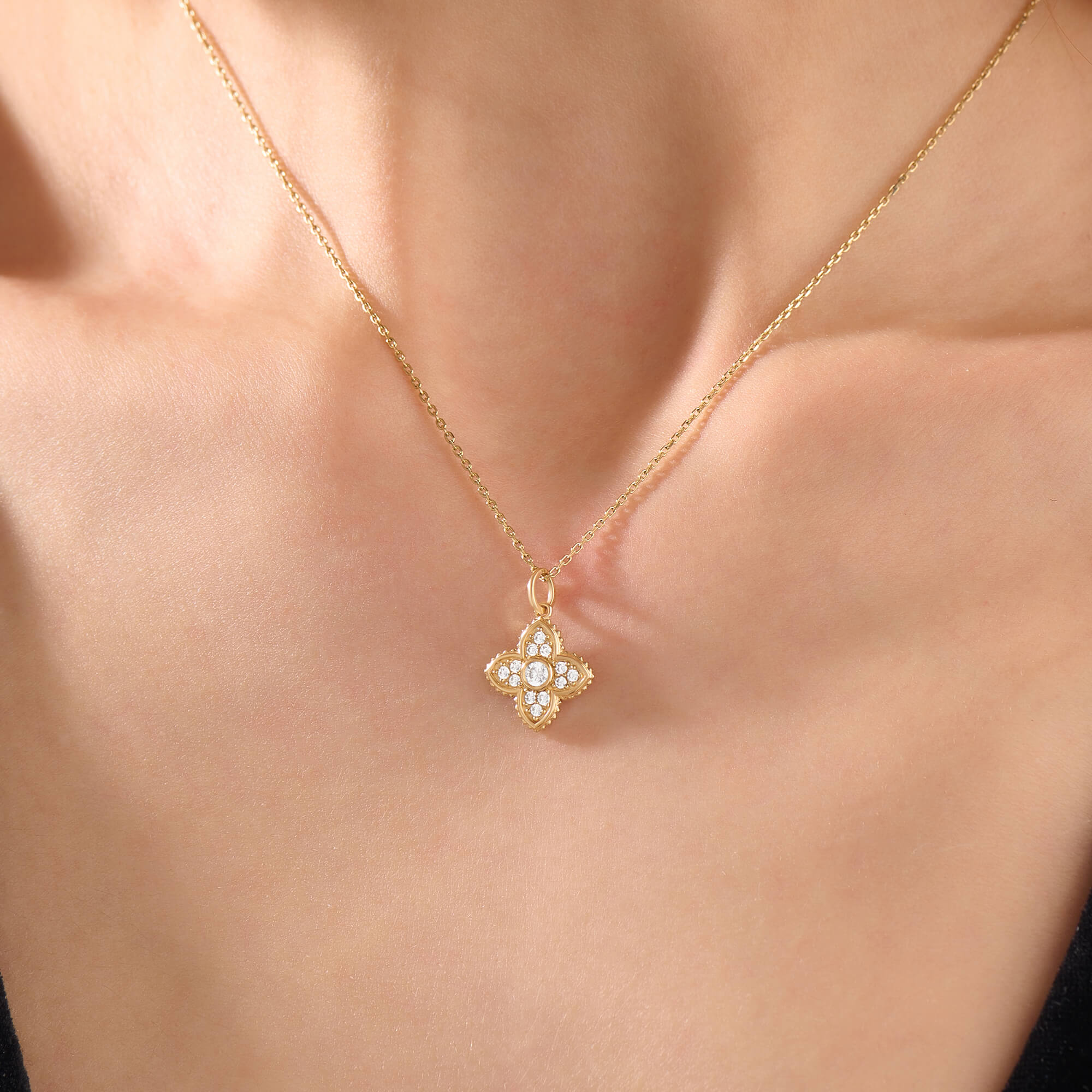 Women's Princess Flower Necklace in Real Gold