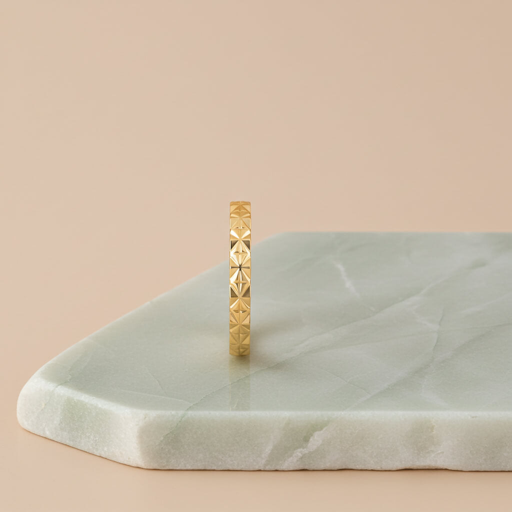 Solid Yellow Gold Prism Band Ring in Gold