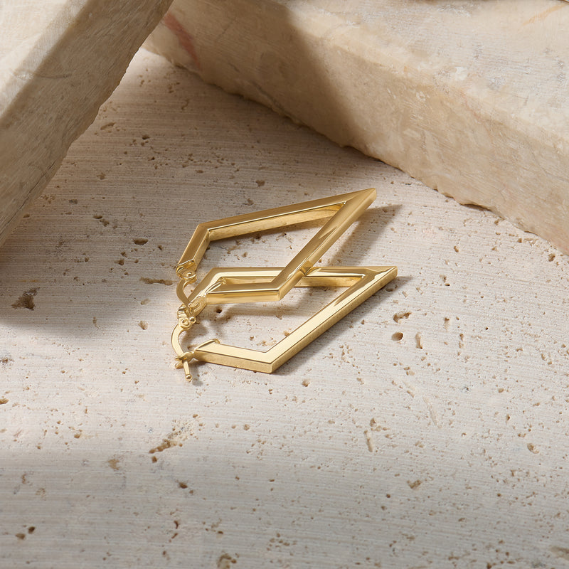 14K Real Gold Triangle Earrings