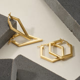 Women's 14K Real Gold Triangle Earrings