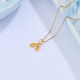 14K Solid Gold Rainbow Charm Necklace for Women