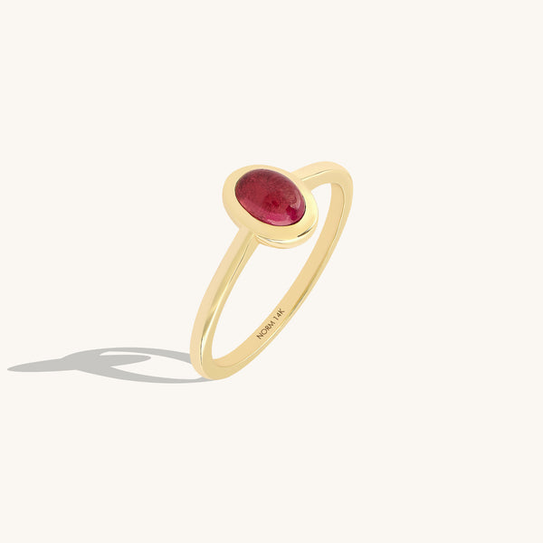 0.50 ctw Red Tourmaline Bezel Solitaire Ring in 14k Real Gold