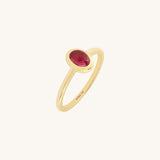 Red Tourmaline Bezel Solitaire Ring in Gold