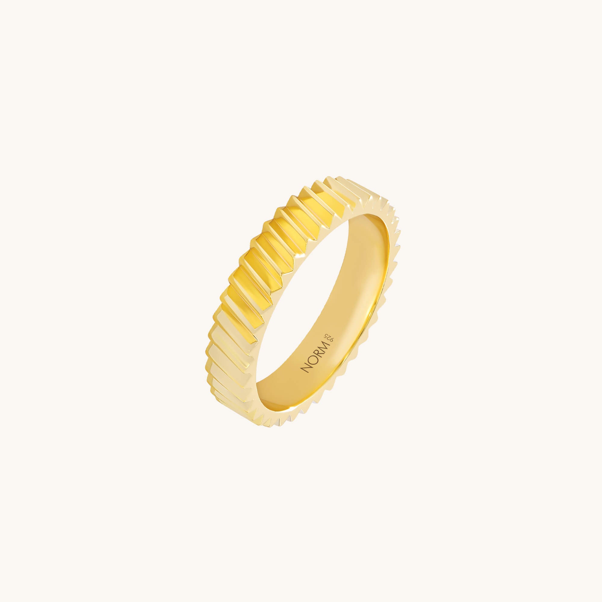 Ribbed Band Ring in 24K Gold Plated Vermeil on 925 Solid Silver