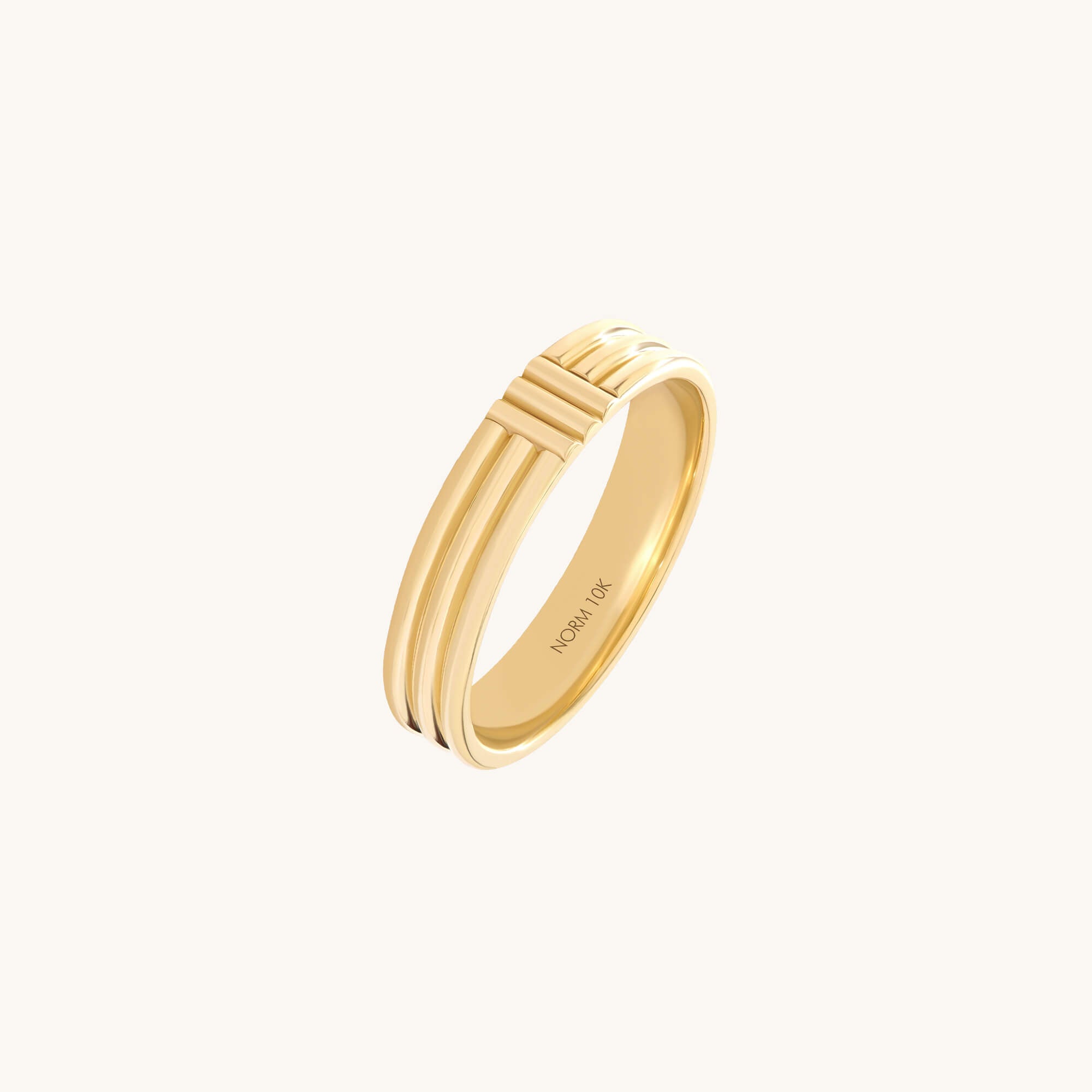Ridged Band Ring in Solid Yellow Gold
