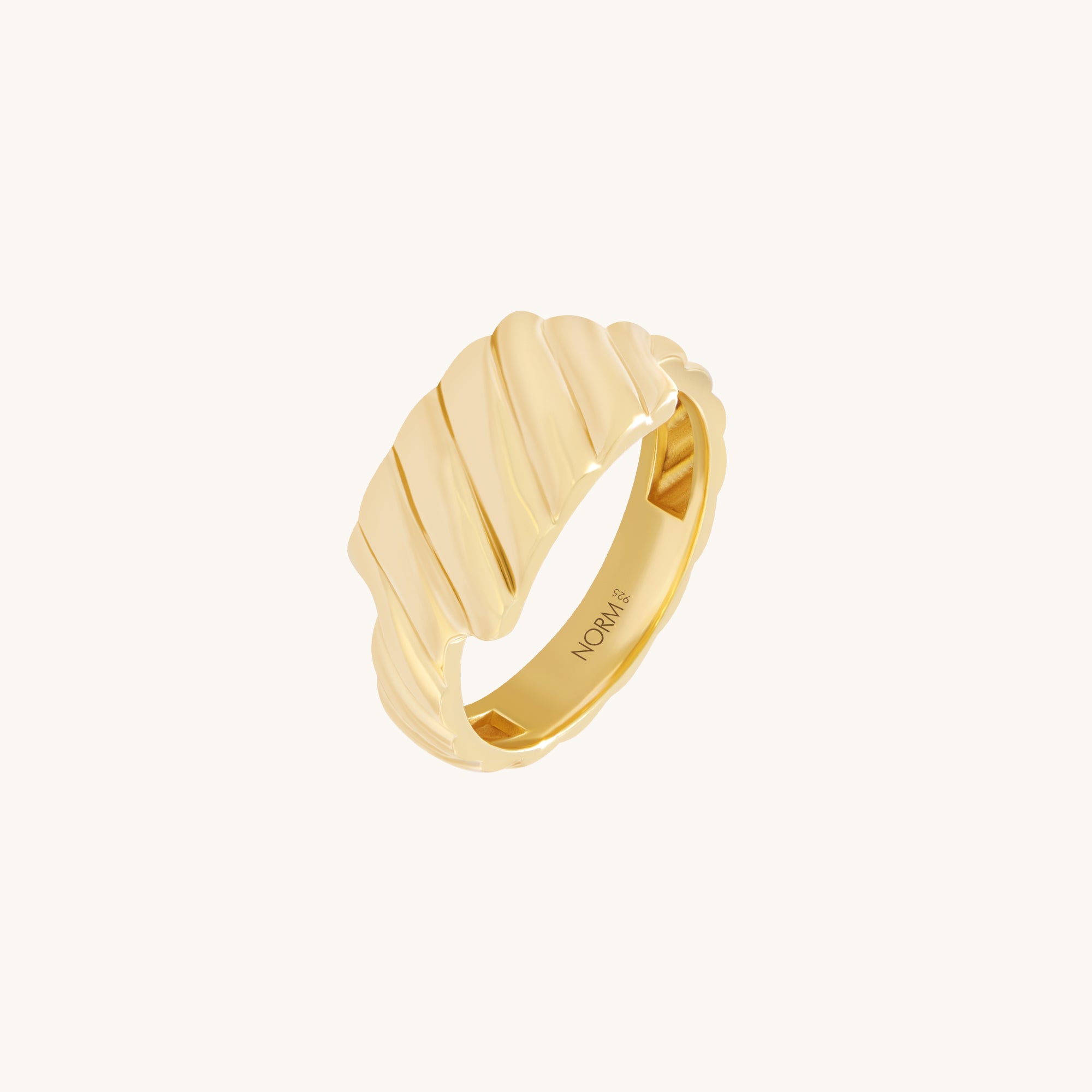 Gold Vermeil Ripple Statement Ring on 925 Sterling Silver