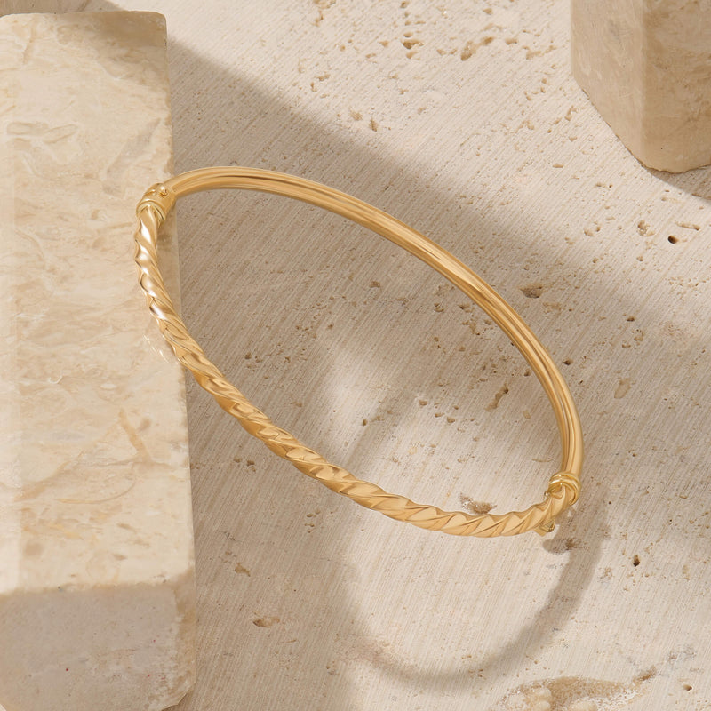 Rope Bangle Bracelet in Solid Yellow Gold