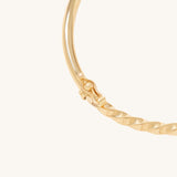 Rope Detailed Bangle Bracelet in Solid Yellow Gold