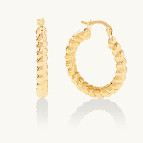 Rope Hoop Earrings in 14K Solid Gold