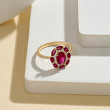 Ruby Floral Ring in 14k Solid Gold