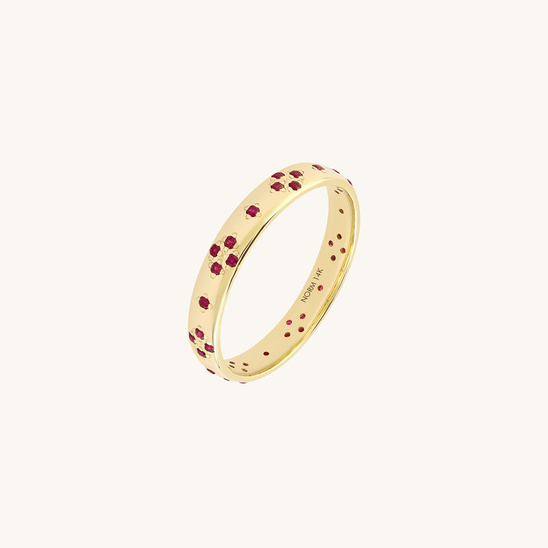 14K Real Gold Ruby Wedding Band for Women