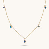 Sapphire Bezel Station Necklace in 14K Solid Gold