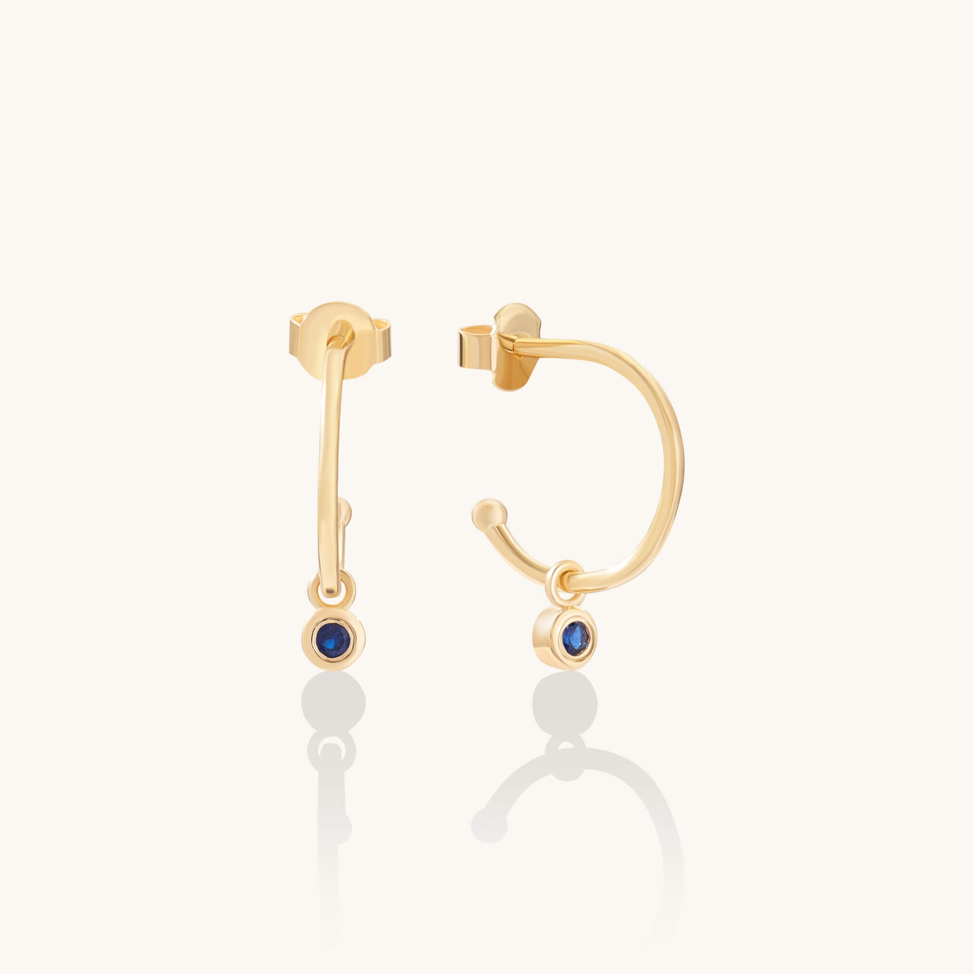 Sapphire Charm Hoop Earrings in 24K Gold Vermeil
