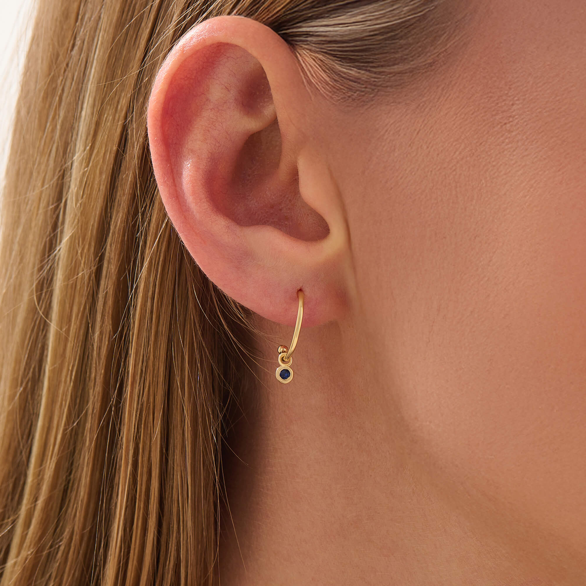 Women's Sapphire Charm Hoop Earrings in 24K Gold Vermeil