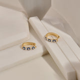 14K Real Gold Sapphire Flower Oval Earrings