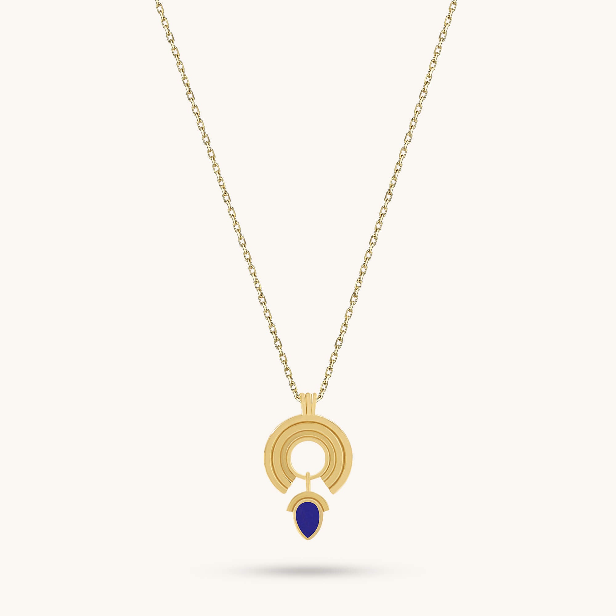 Sapphire Orbit Loop Necklace İN 24K Gold Vermeil