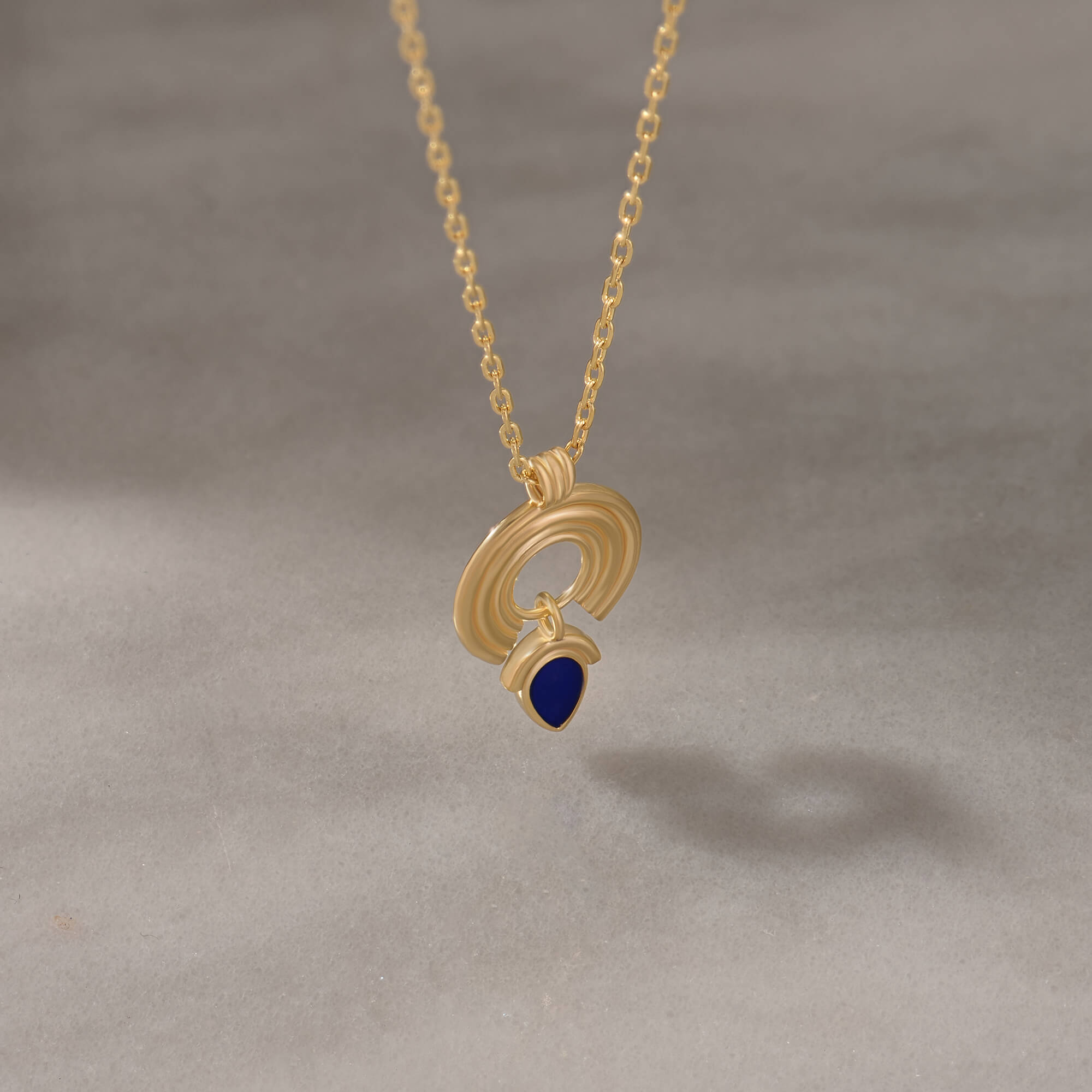 24K Gold Vermeil Sapphire Orbit Loop Necklace