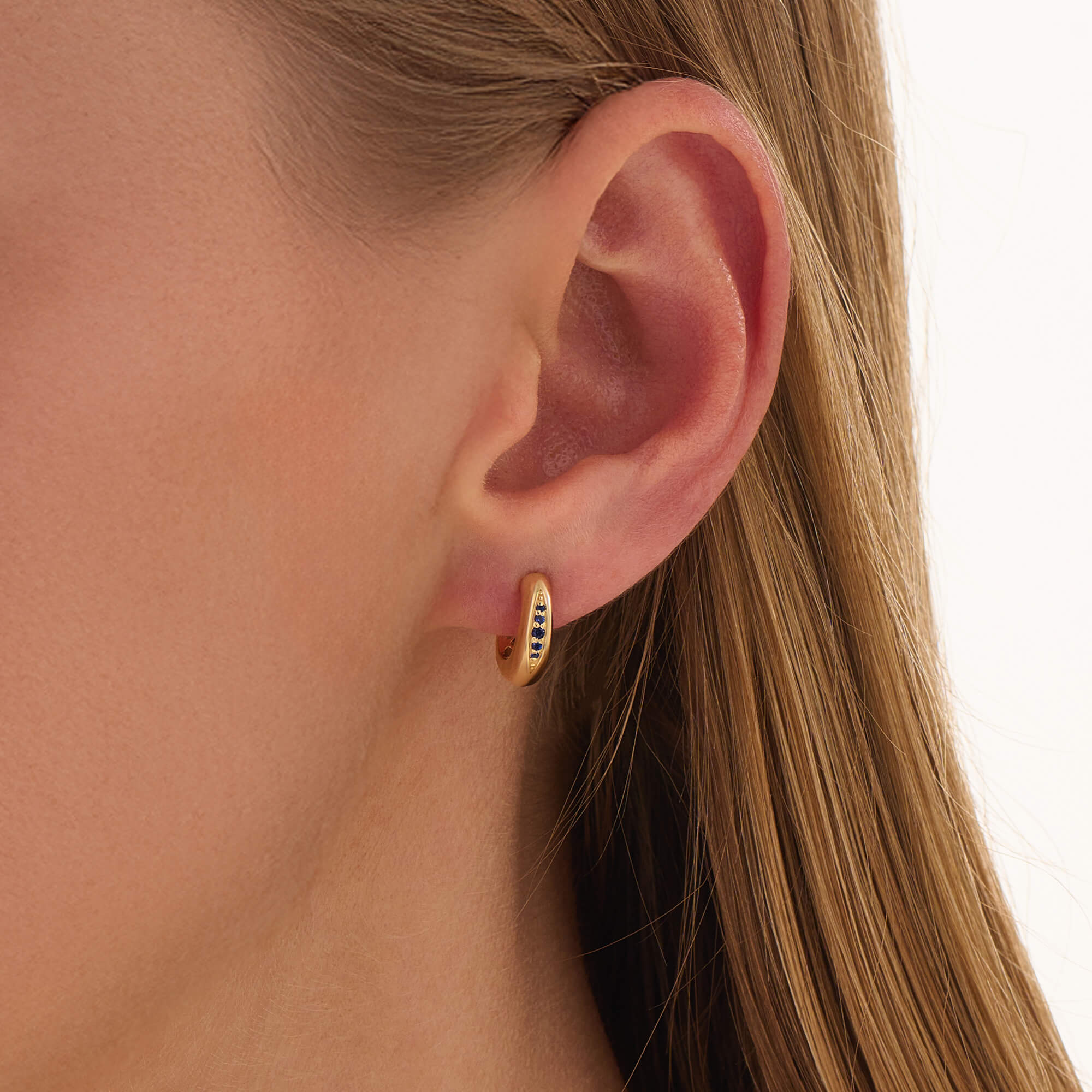 Women's 24K Vermeil Sapphire Pave Huggie Earrings