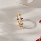 Sapphire Shamrock Stacking Ring in 14K Real Yellow Gold