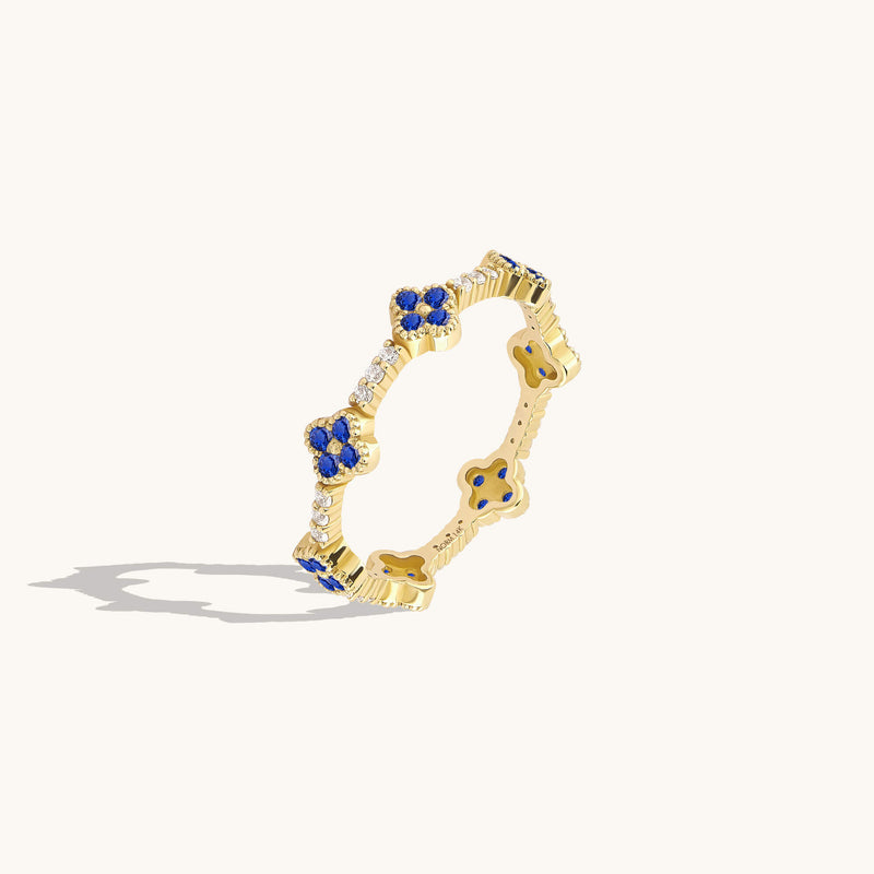 Women's Sapphire Shamrock Stacking Ring in 14K Solid Gold