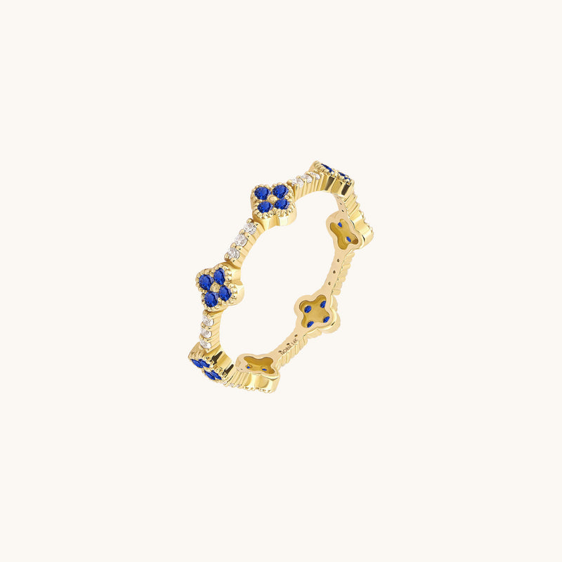 Sapphire Shamrock Stacking Ring in 14K Yellow Gold