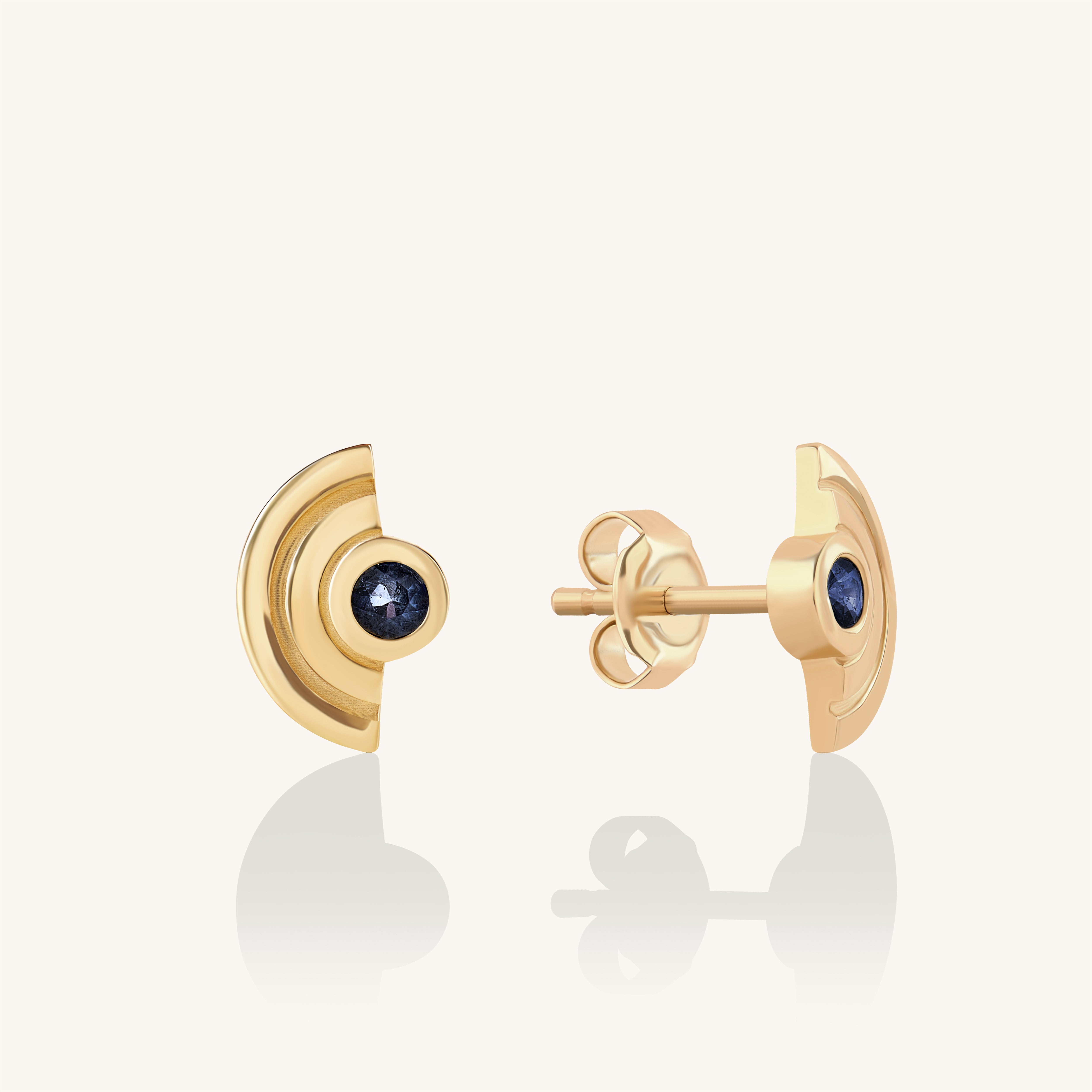 Sapphire Staircase Stud Earrings in 14K Solid Gold