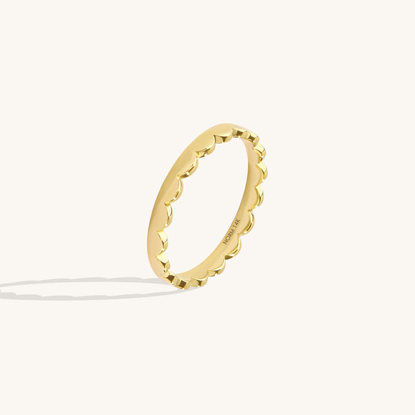 Women's 14K Real Gold Scallop Band Ring