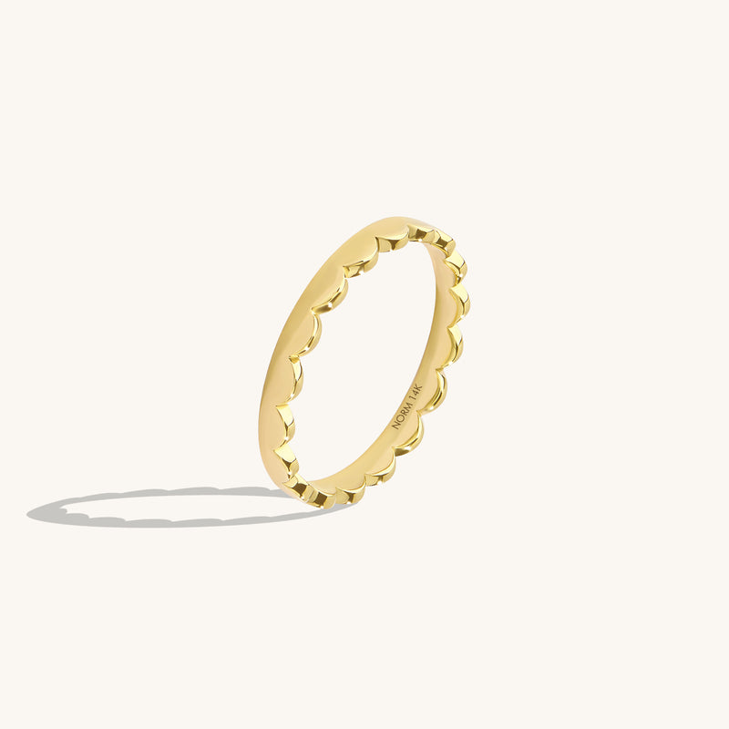 Women's 14K Real Gold Scallop Band Ring