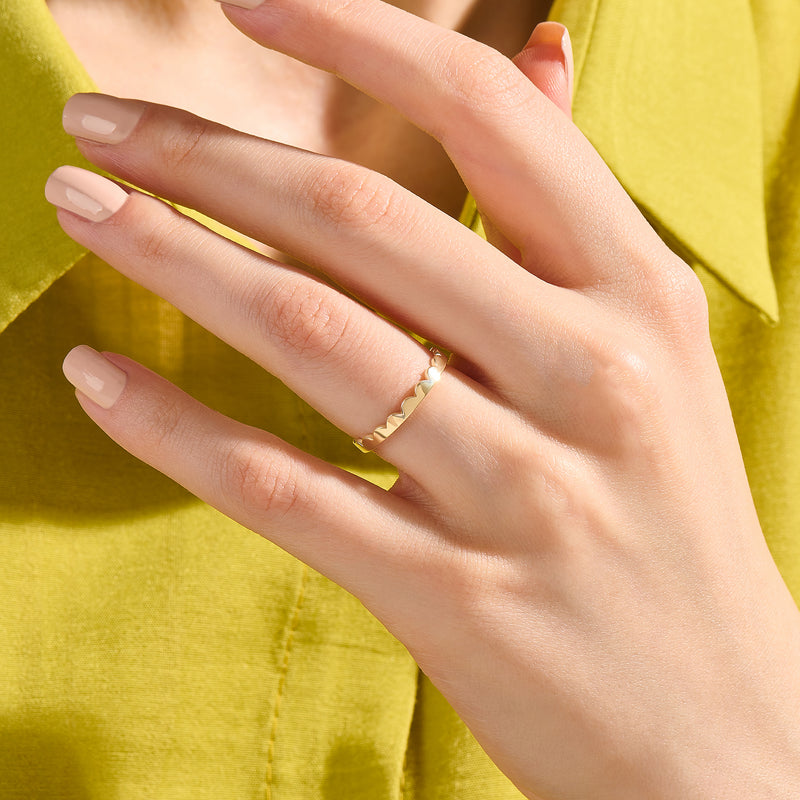 Minimalist Real 14k Gold Scallop Stacking Ring