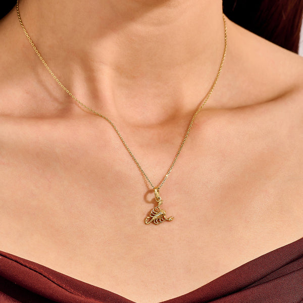 Scorpion Necklace in 14K Real Yellow Gold