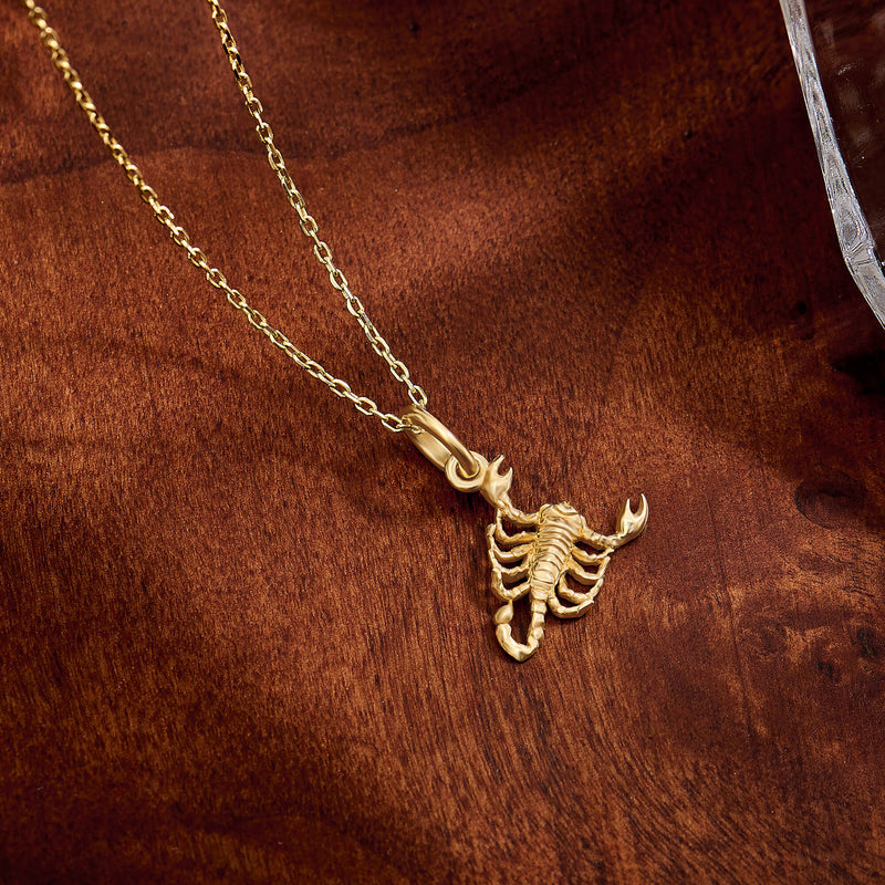 Scorpion Charm Necklace in 14K Solid Gold