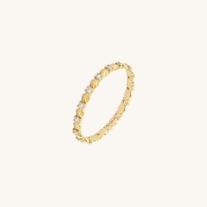 Seashell Eternity Ring in 14K Real Gold