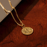 14K Real Gold Shamrock Coin Necklace