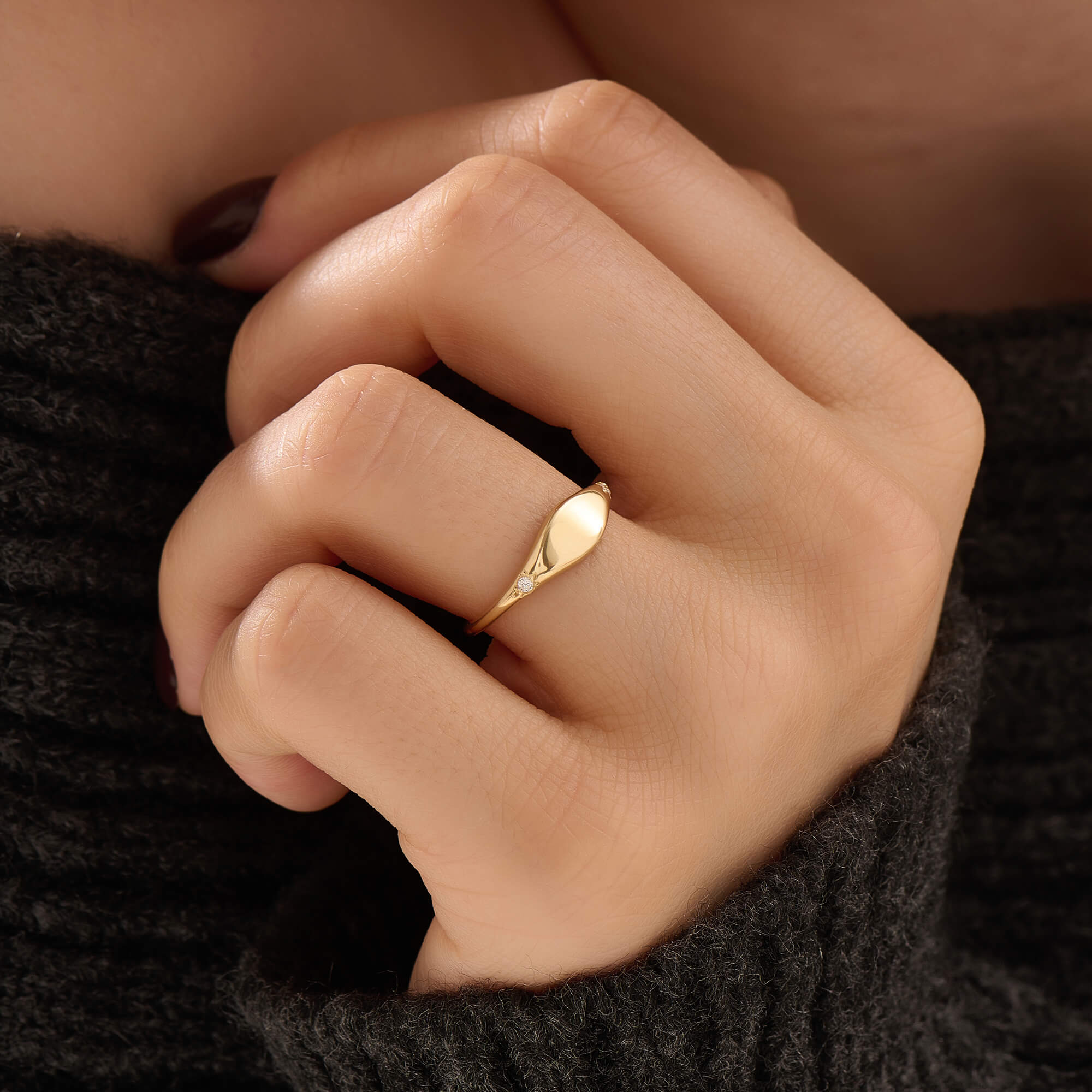 Women's Signet Stone Ring in 24K Gold Vermeil