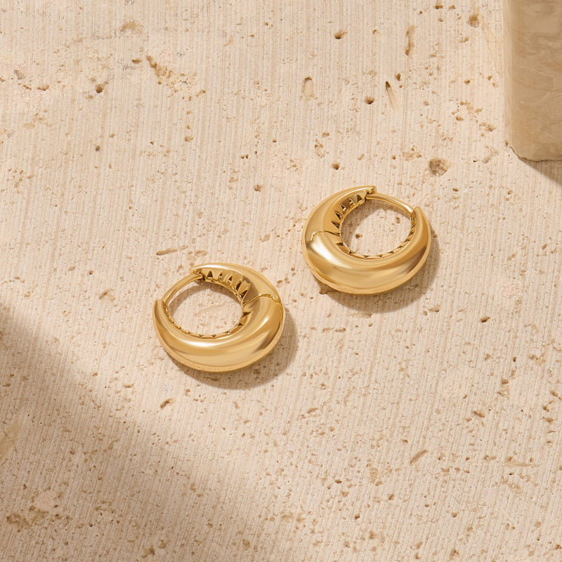 Solar Hoop Earrings in Solid Yellow Gold 