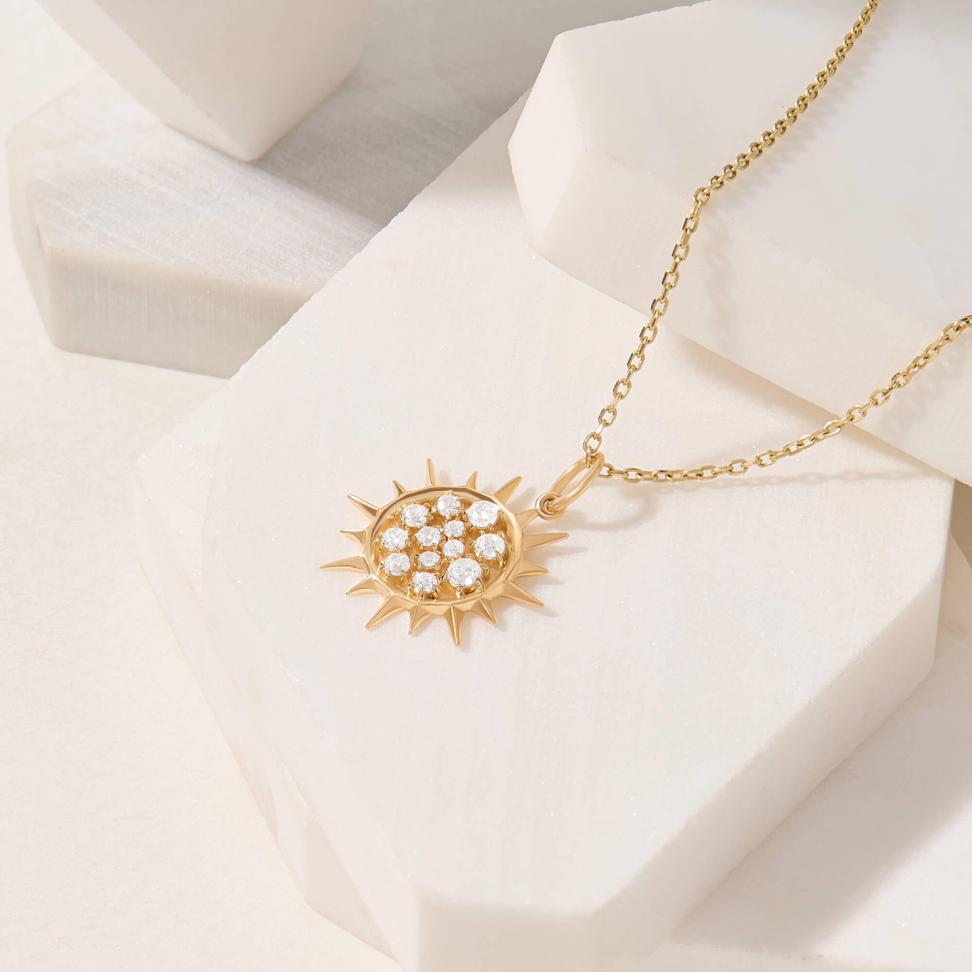 Soleil Necklace in Real 14K Yellow Gold