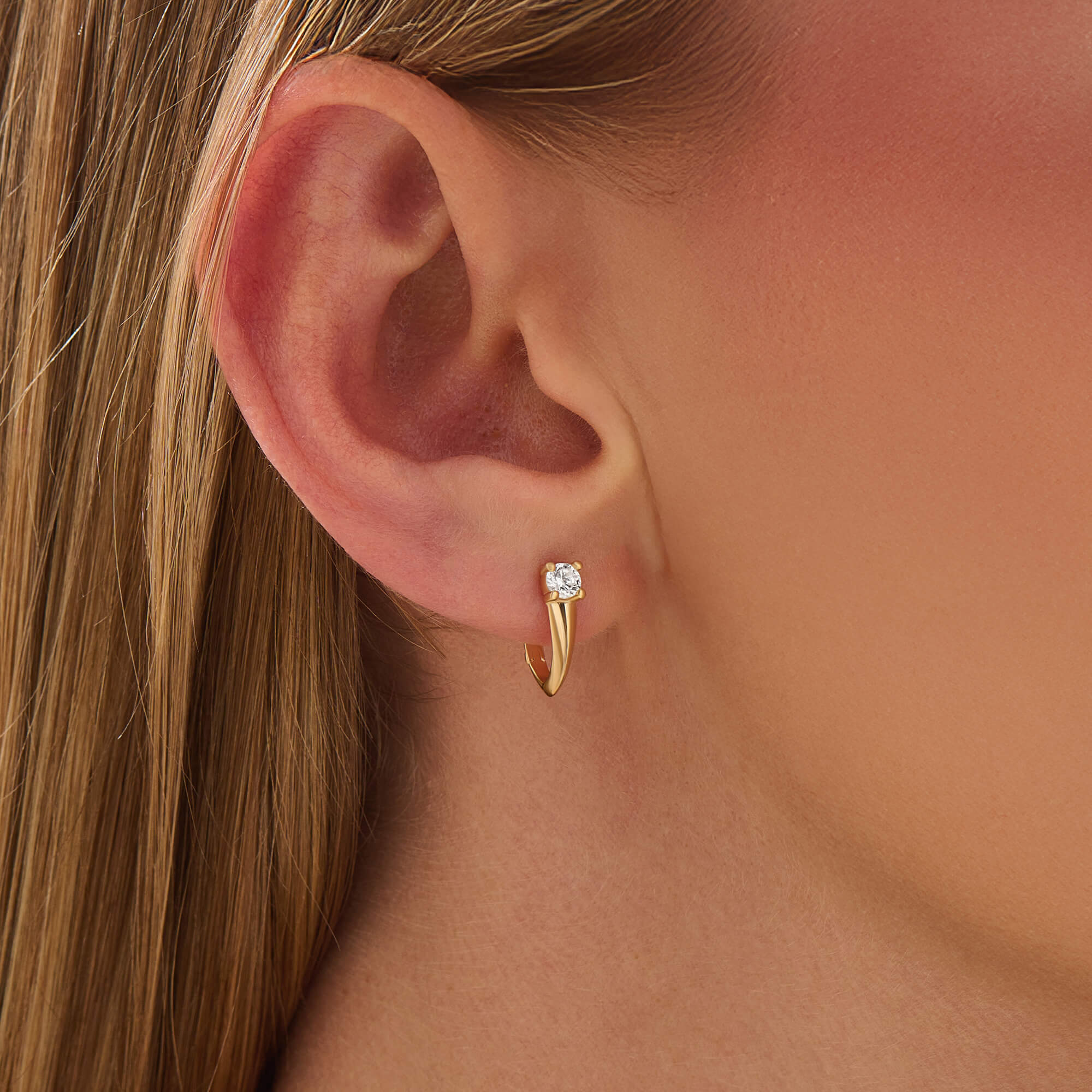 Women's 24K Gold Vermeil Solitaire Hoops
