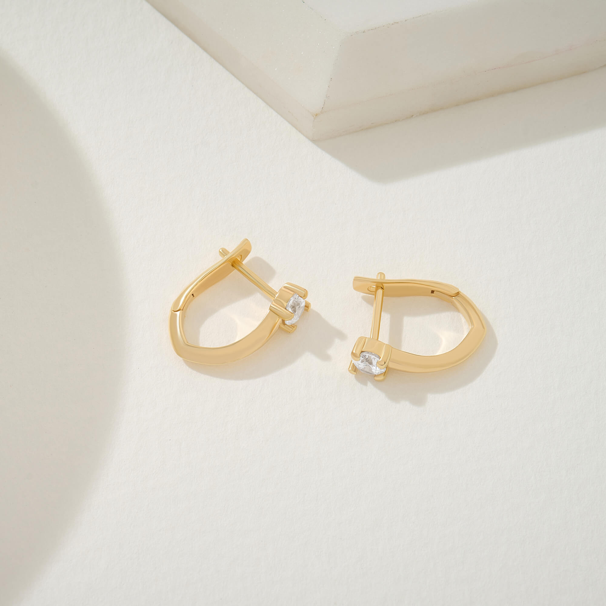 Solitaire Hoops in 24K Vermeil
