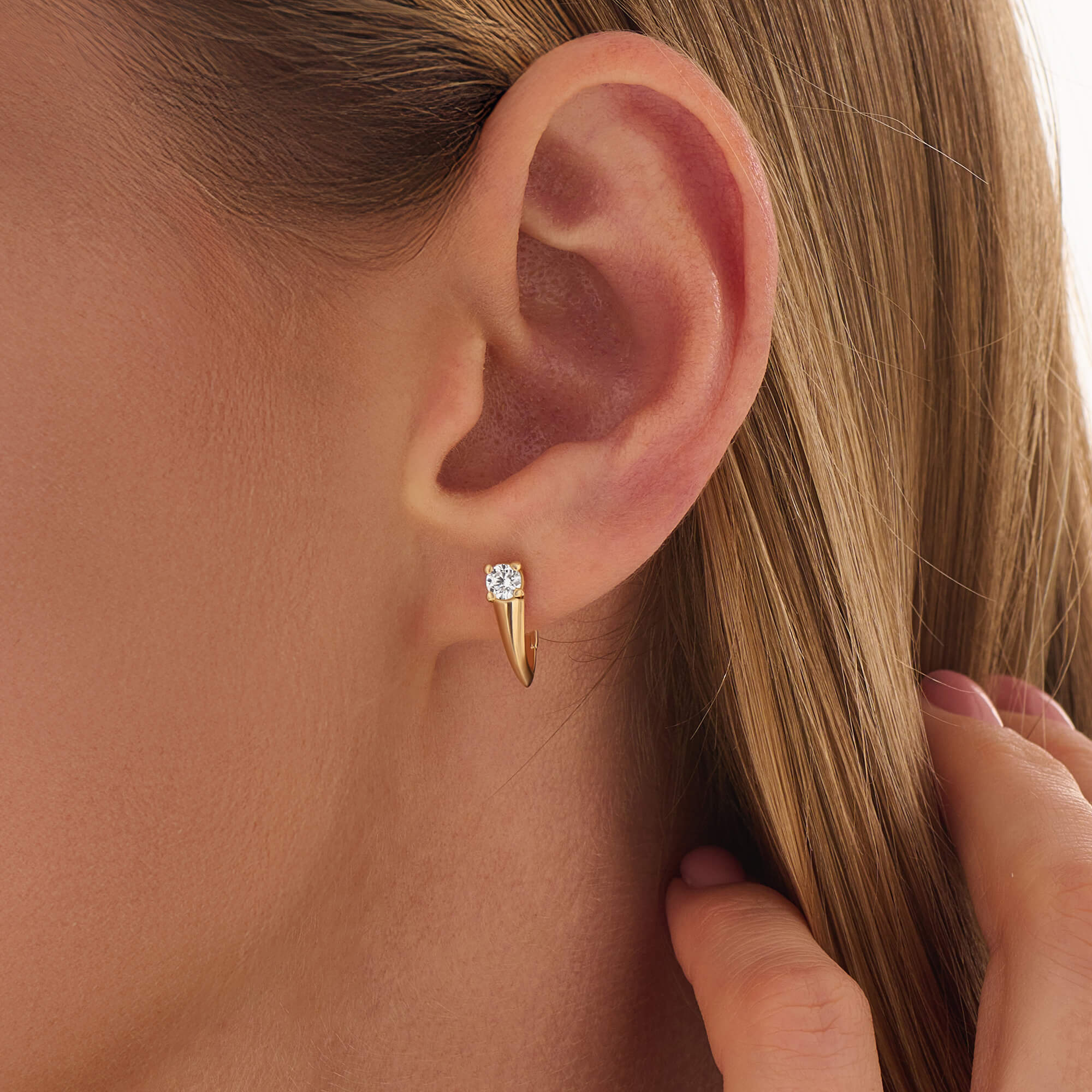 Women's Solitaire Hoops in 24K Gold Vermeil