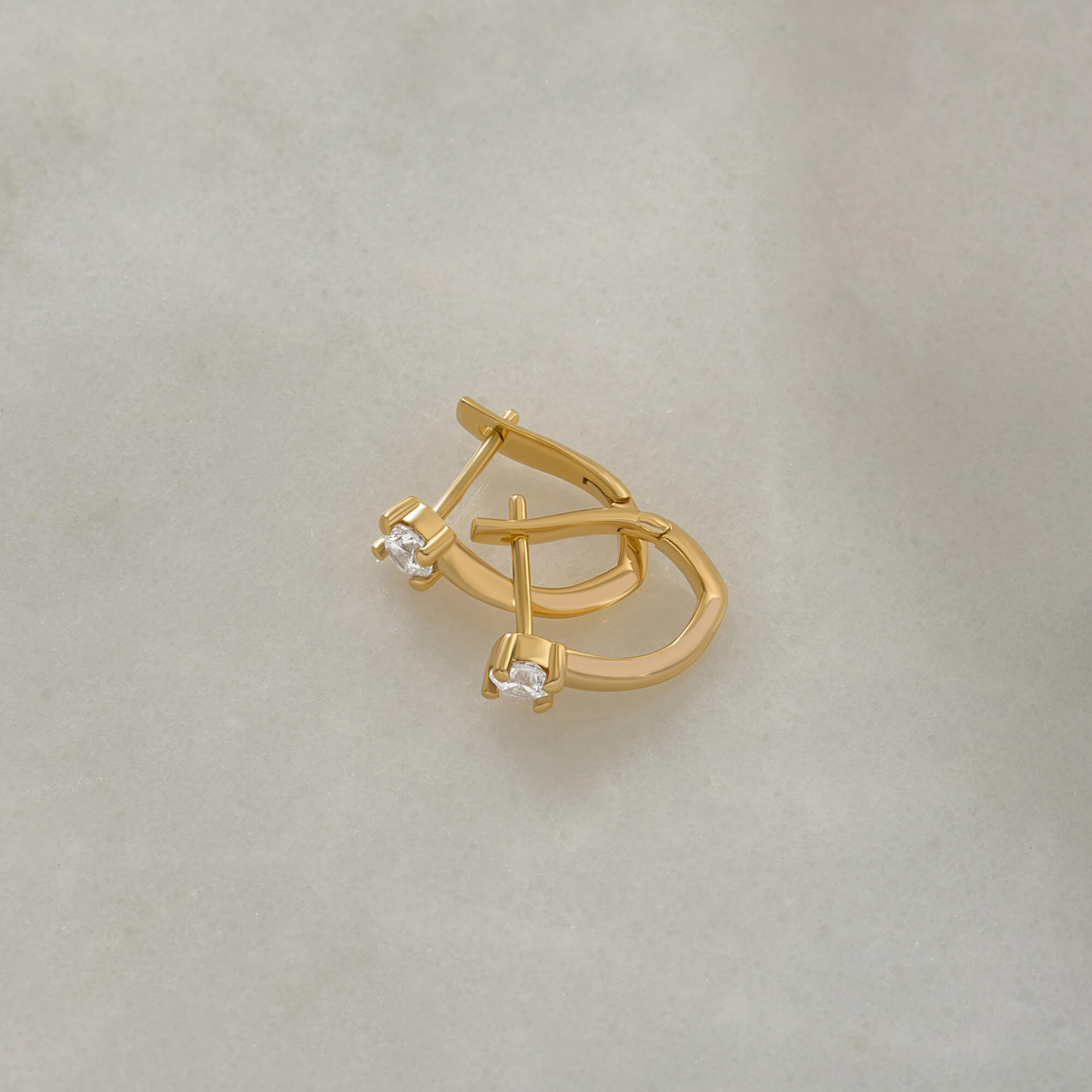 24K Vermeil Solitaire Stone Decorated Hoops